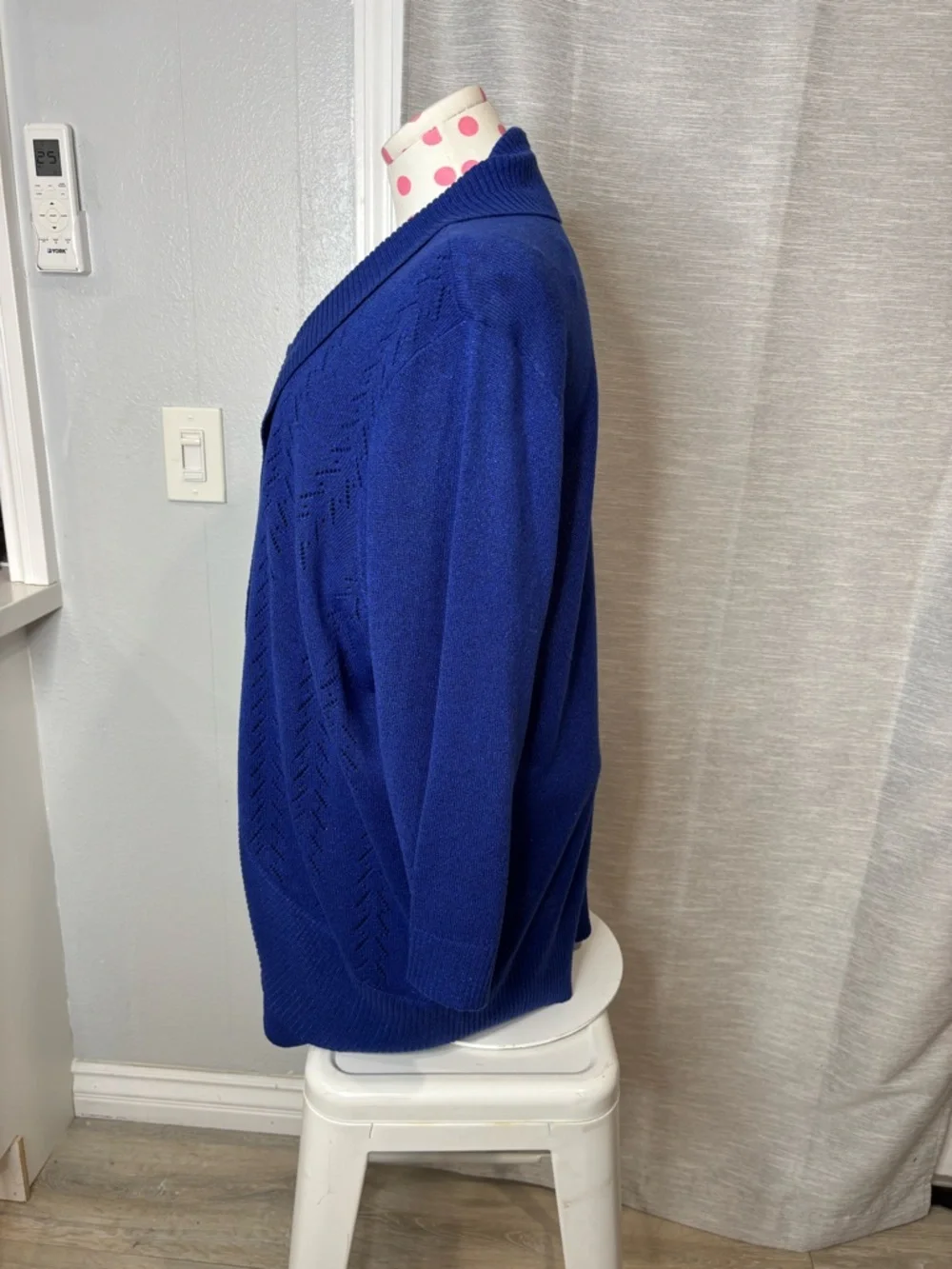 Laura Scott Royal Blue Open-Front Cardigan with Embellished Knit Top - Picture 3 of 7